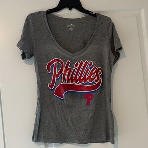 Women's Gray Phillies V-Neck Tee